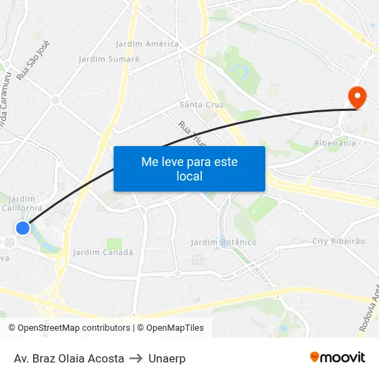 Av. Braz Olaia Acosta to Unaerp map