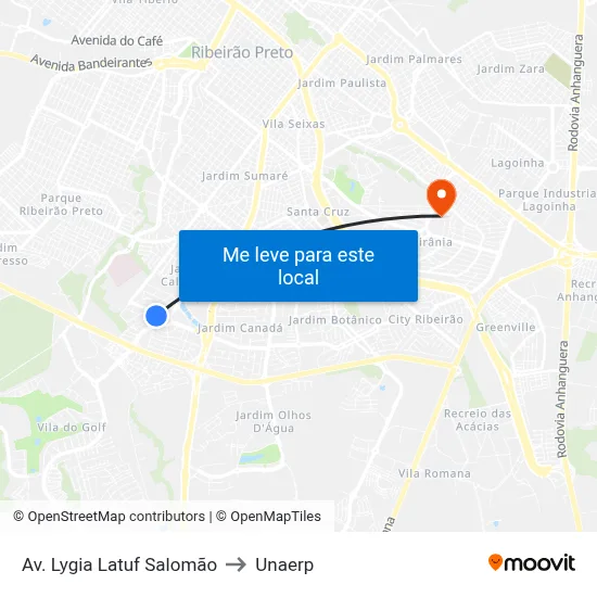 Av. Lygia Latuf Salomão to Unaerp map