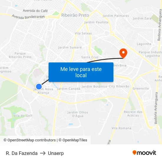 R. Da Fazenda to Unaerp map