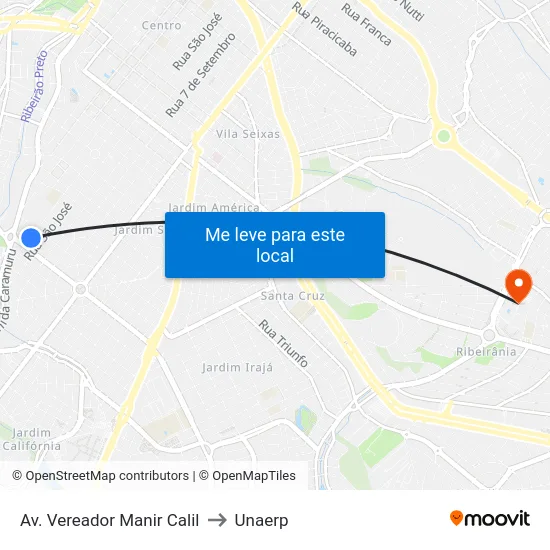Av. Vereador Manir Calil to Unaerp map