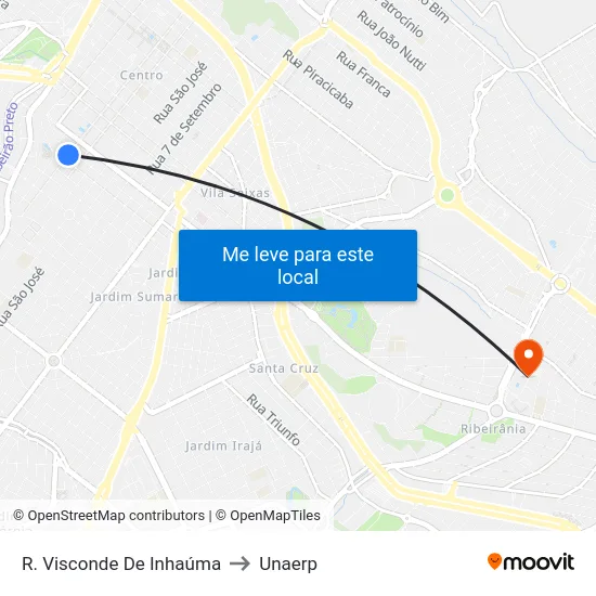 R. Visconde De Inhaúma to Unaerp map
