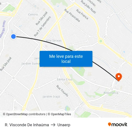 R. Visconde De Inhaúma to Unaerp map