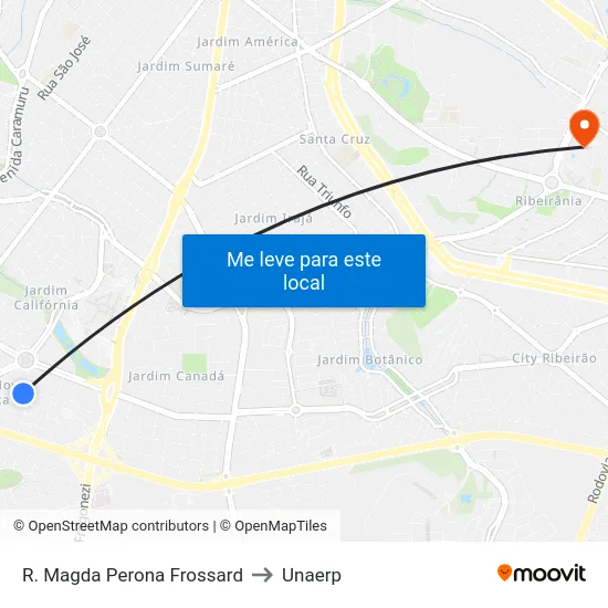 R. Magda Perona Frossard to Unaerp map