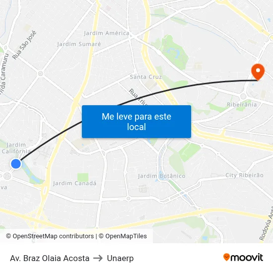 Av. Braz Olaia Acosta to Unaerp map