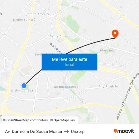 Av. Dormélia De Souza Mosca to Unaerp map