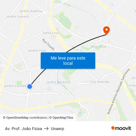 Av. Prof. João Fiúsa to Unaerp map