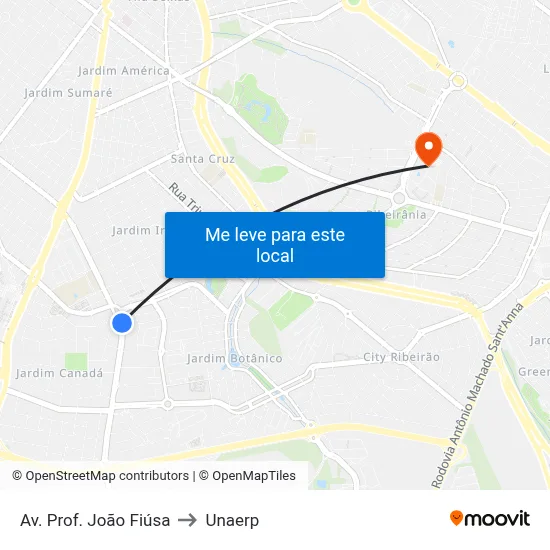 Av. Prof. João Fiúsa to Unaerp map
