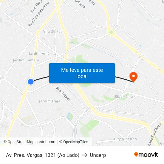 Av. Pres. Vargas, 1321 (Ao Lado) to Unaerp map