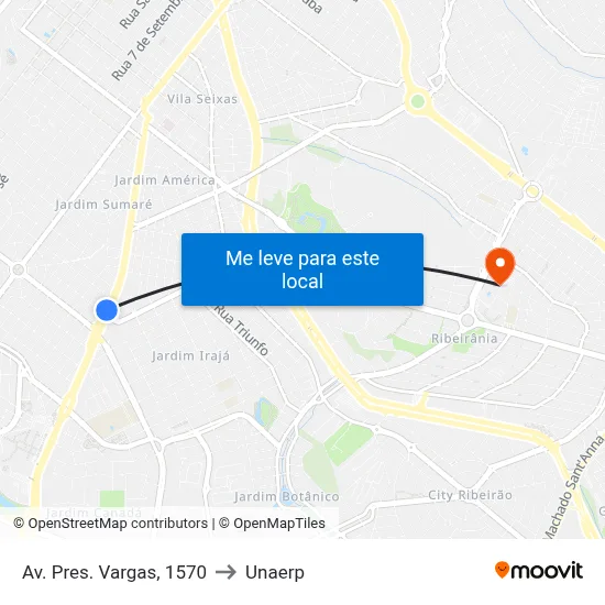 Av. Pres. Vargas, 1570 to Unaerp map