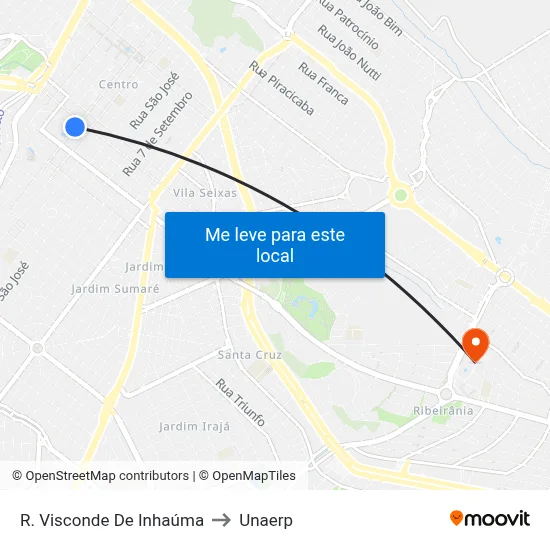 R. Visconde De Inhaúma to Unaerp map