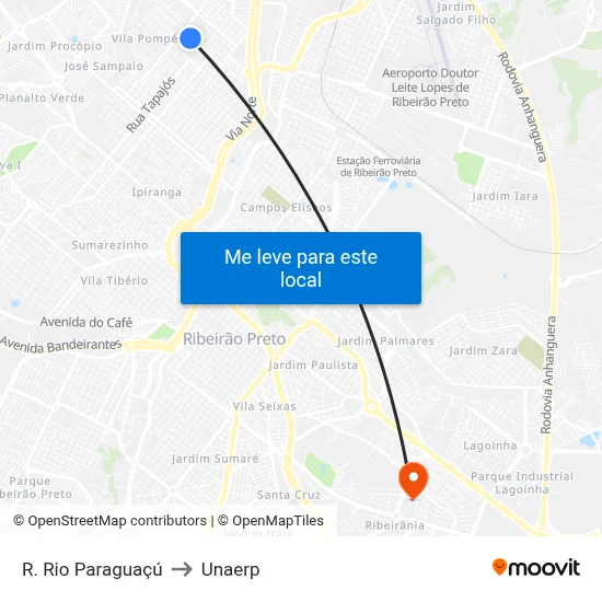 R. Rio Paraguaçú to Unaerp map