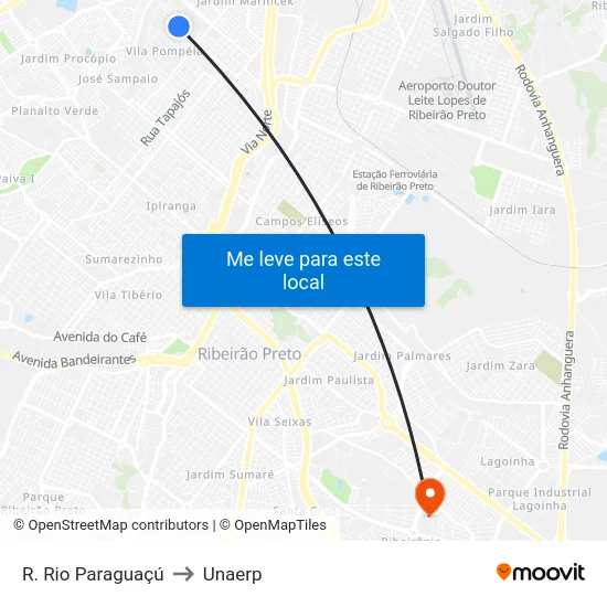 R. Rio Paraguaçú to Unaerp map