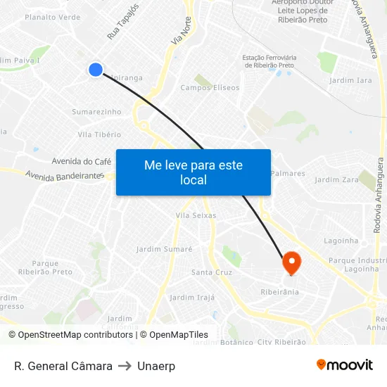 R. General Câmara to Unaerp map