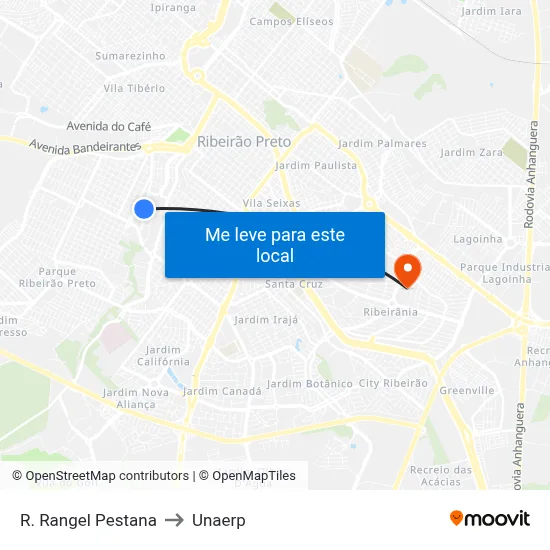 R. Rangel Pestana to Unaerp map