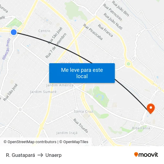 R. Guatapará to Unaerp map