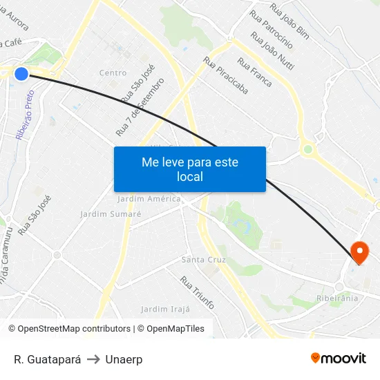 R. Guatapará to Unaerp map