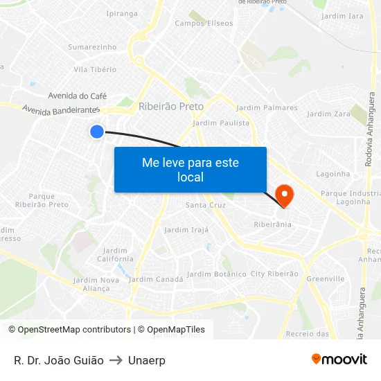 R. Dr. João Guião to Unaerp map