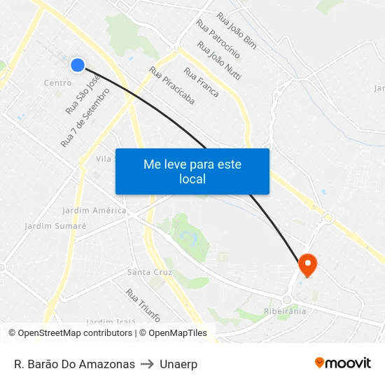 R. Barão Do Amazonas to Unaerp map