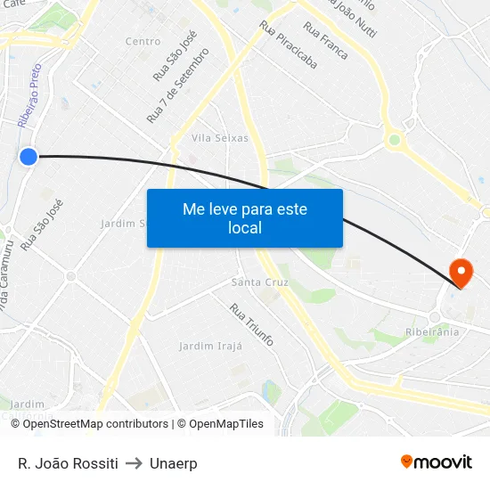 R. João Rossiti to Unaerp map