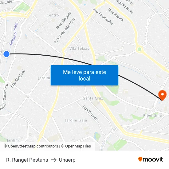 R. Rangel Pestana to Unaerp map