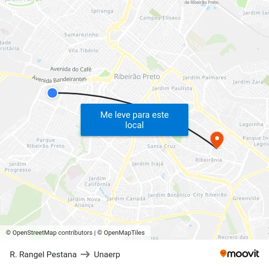 R. Rangel Pestana to Unaerp map