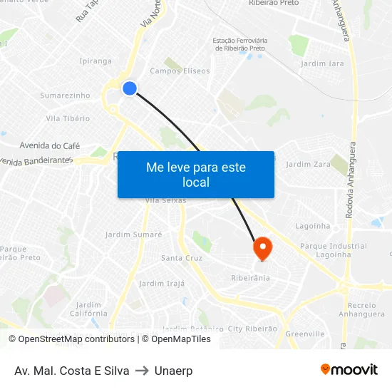 Av. Mal. Costa E Silva to Unaerp map