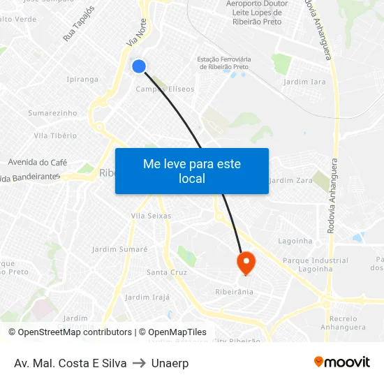 Av. Mal. Costa E Silva to Unaerp map