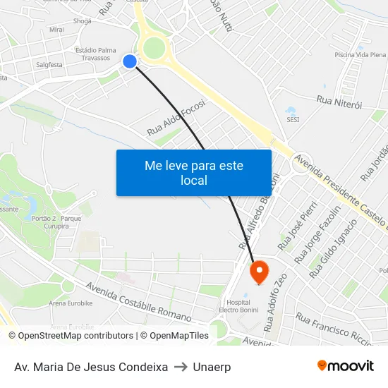 Av. Maria De Jesus Condeixa to Unaerp map