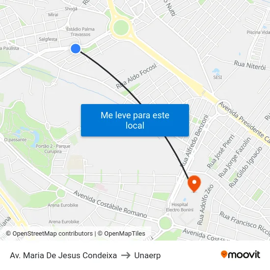 Av. Maria De Jesus Condeixa to Unaerp map