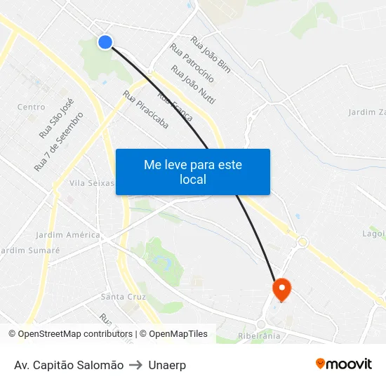 Av. Capitão Salomão to Unaerp map