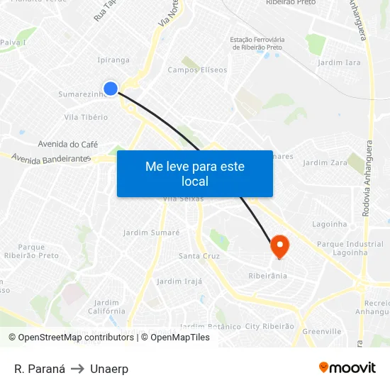R. Paraná to Unaerp map