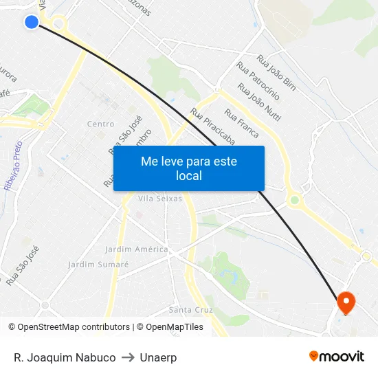 R. Joaquim Nabuco to Unaerp map