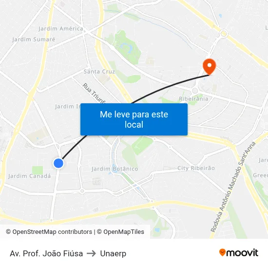 Av. Prof. João Fiúsa to Unaerp map