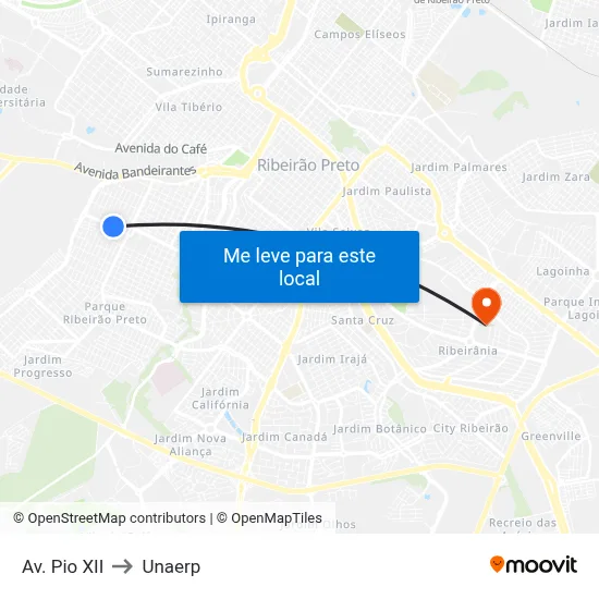 Av. Pio XII to Unaerp map