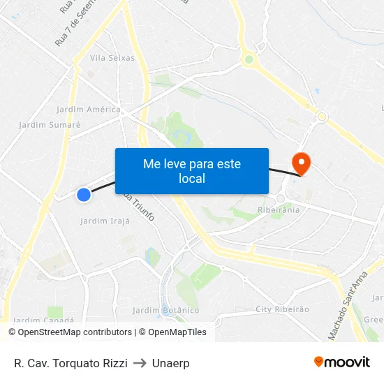 R. Cav. Torquato Rizzi to Unaerp map