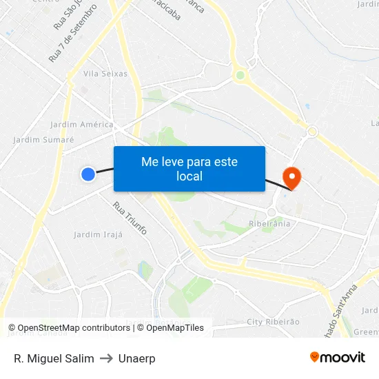 R. Miguel Salim to Unaerp map