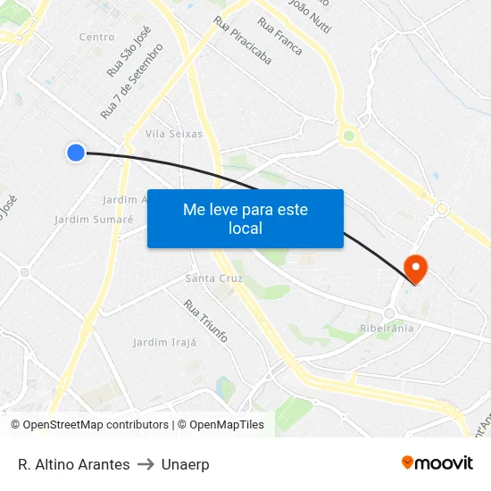 R. Altino Arantes to Unaerp map