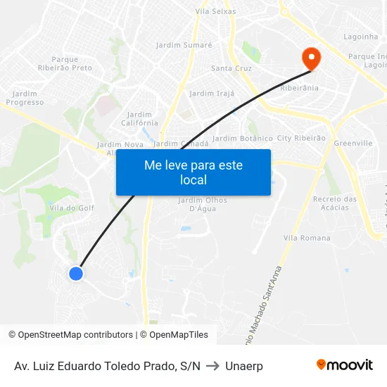 Av. Luiz Eduardo Toledo Prado, S/N to Unaerp map