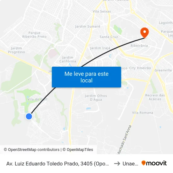 Av. Luiz Eduardo Toledo Prado, 3405 (Oposto) to Unaerp map