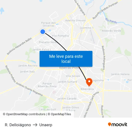 R. Delloiágono to Unaerp map