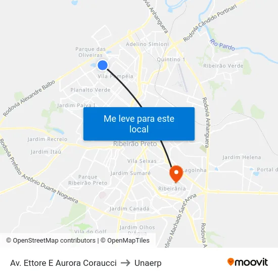 Av. Ettore E Aurora Coraucci to Unaerp map
