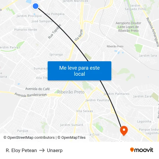 R. Eloy Petean to Unaerp map