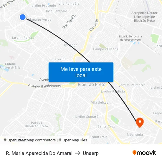 R. Maria Aparecida Do Amaral to Unaerp map