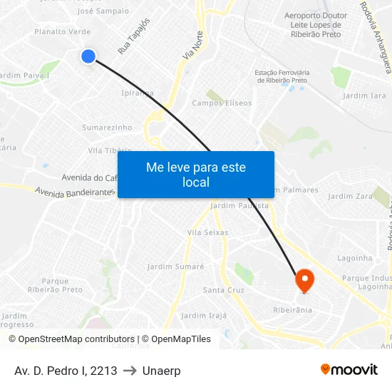 Av. D. Pedro I, 2213 to Unaerp map