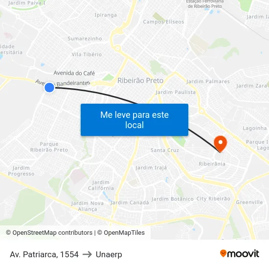Av. Patriarca, 1554 to Unaerp map