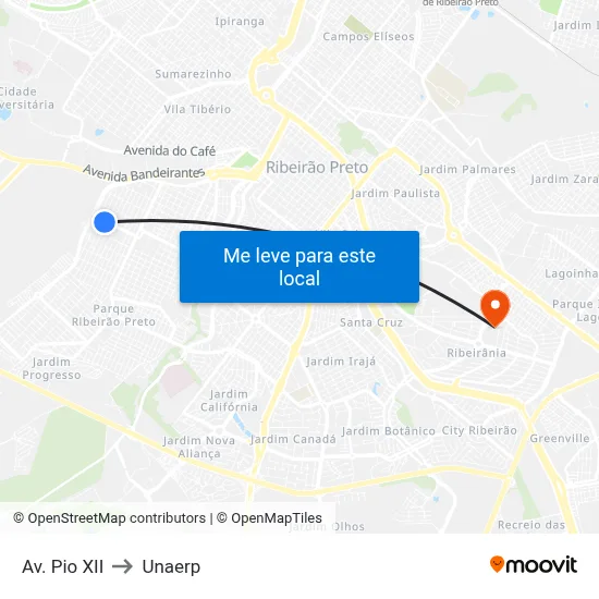 Av. Pio XII to Unaerp map