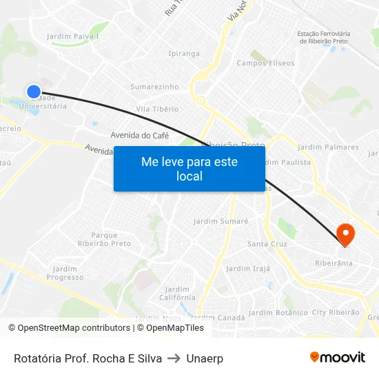 Rotatória Prof. Rocha E Silva to Unaerp map