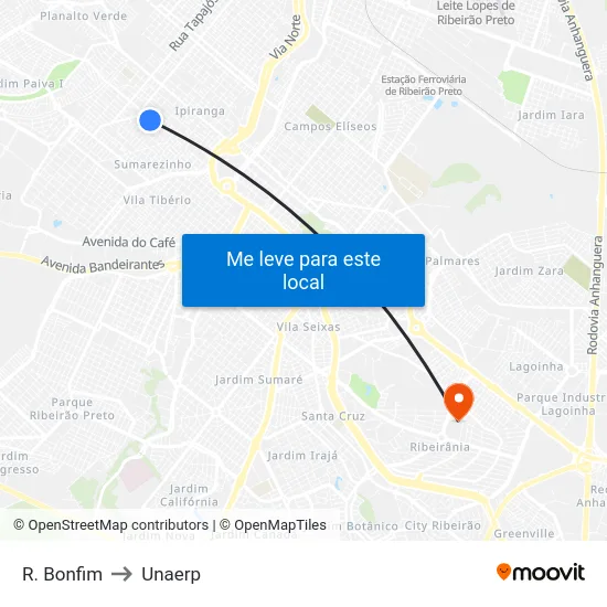 R. Bonfim to Unaerp map