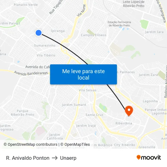 R. Anivaldo Ponton to Unaerp map