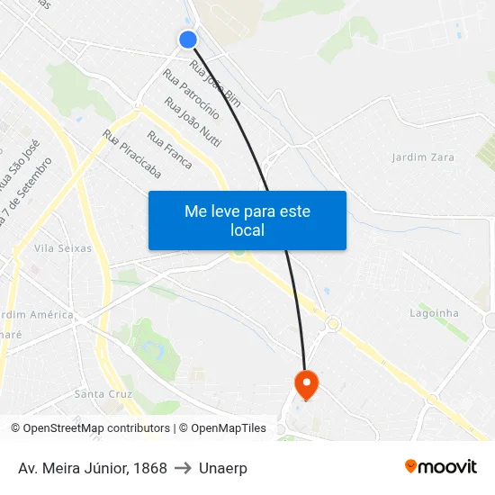 Av. Meira Júnior, 1868 to Unaerp map